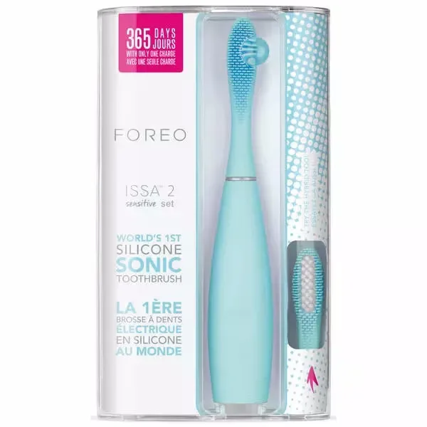 Foreo ISSA 2 sensitive set mint Zahnbürste-Schall-Set – Schallzahnbürste – blau