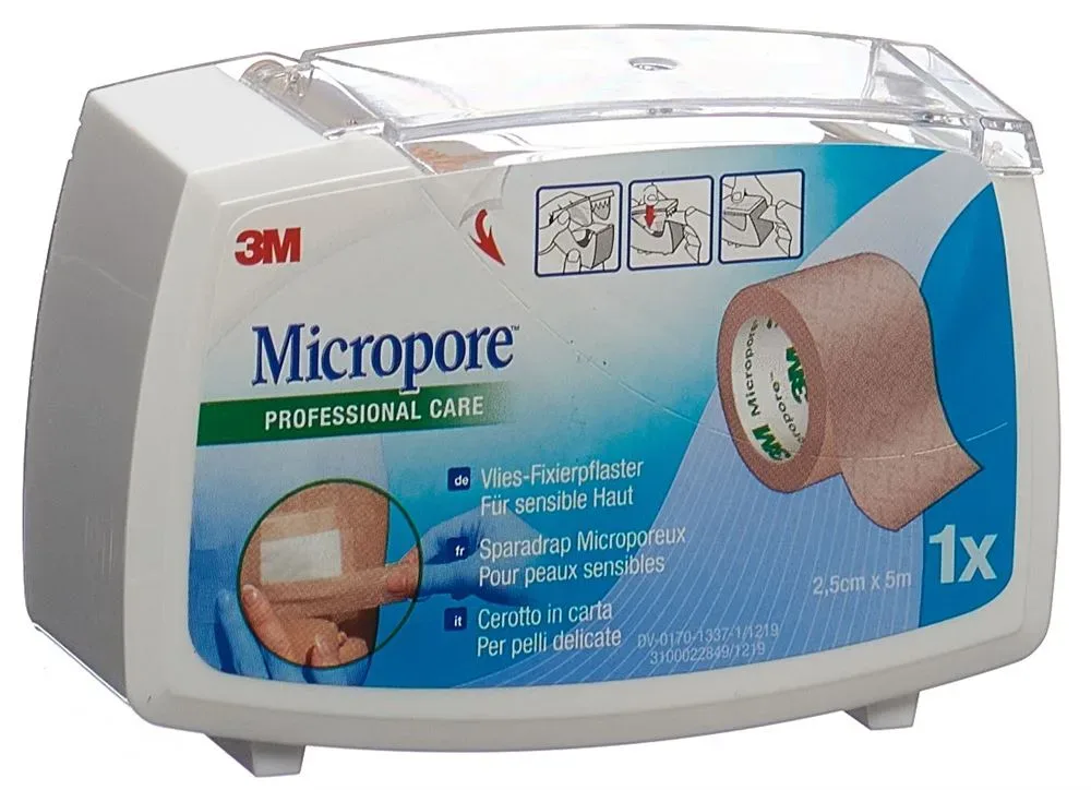 3M Micropore Vliespflaster mit Dispenser 25mmx5m hautfarbig (1 Stk)