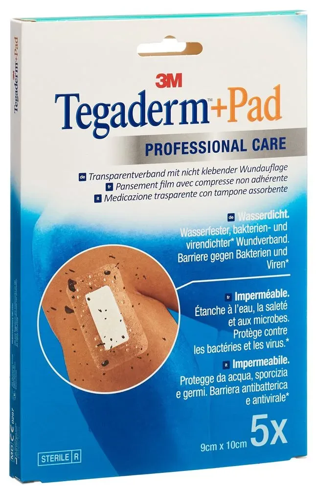 3M TEGADERM+PAD 9x10cm Wundkissen 4.5x6cm (n) 5 Stück