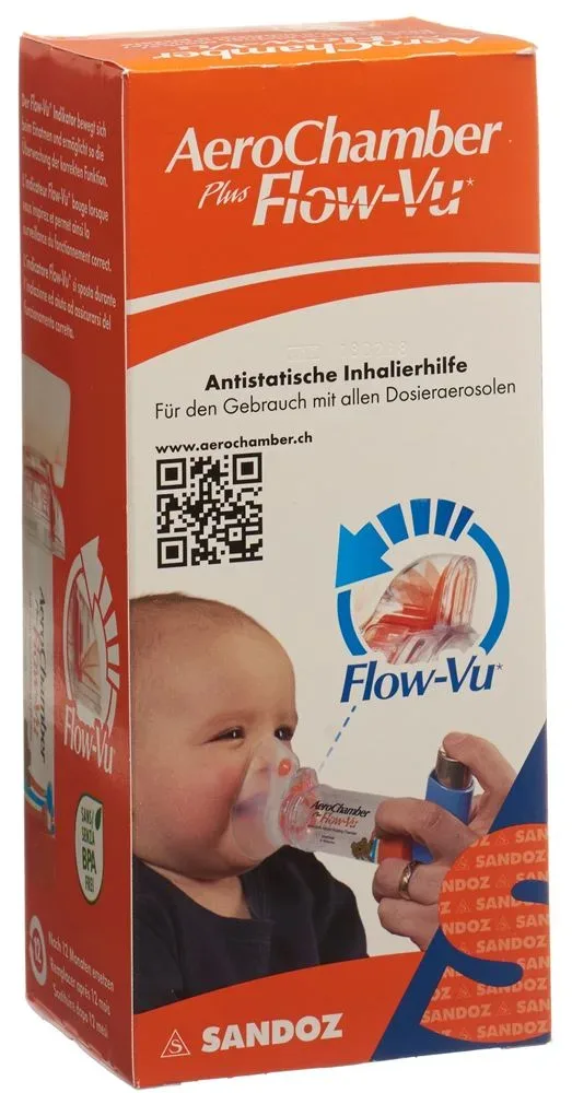 AeroChamber Plus Flow-Vu orange mit Maske 0-18 Monate (1 Stk)