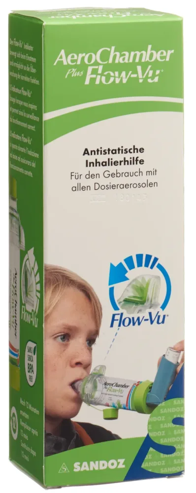 AeroChamber Plus Flow-Vu grün ohne Maske 5+ Jahre (1 Stk)