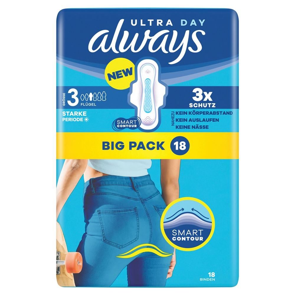Always - Ultra Damenbinden Long Plus (Grösse 3), 18 Stück