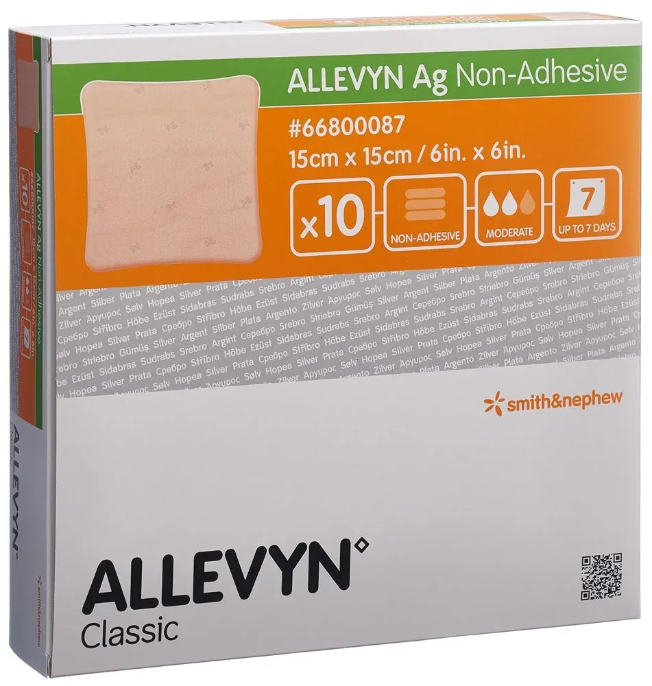 Allevyn Ag Non-Adhesive Wundkompresse 15x15cm 10 Stk