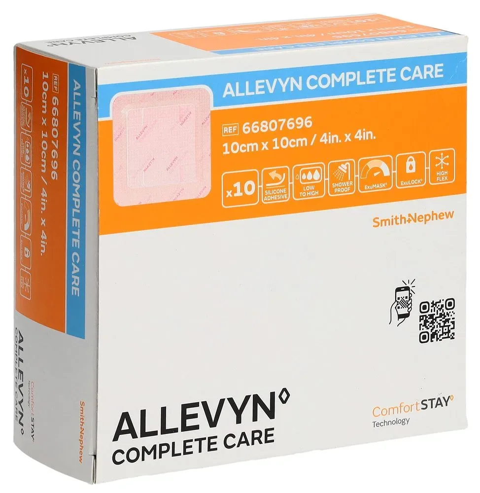 Allevyn Complete Care Silikon Schaumverband 10x10cm 10 Stk