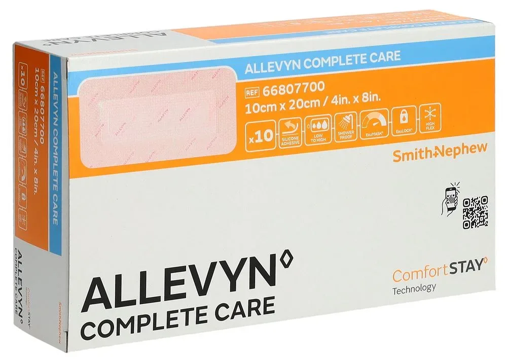 Allevyn Complete Care Silikon Schaumverband 10x20cm 10 Stk