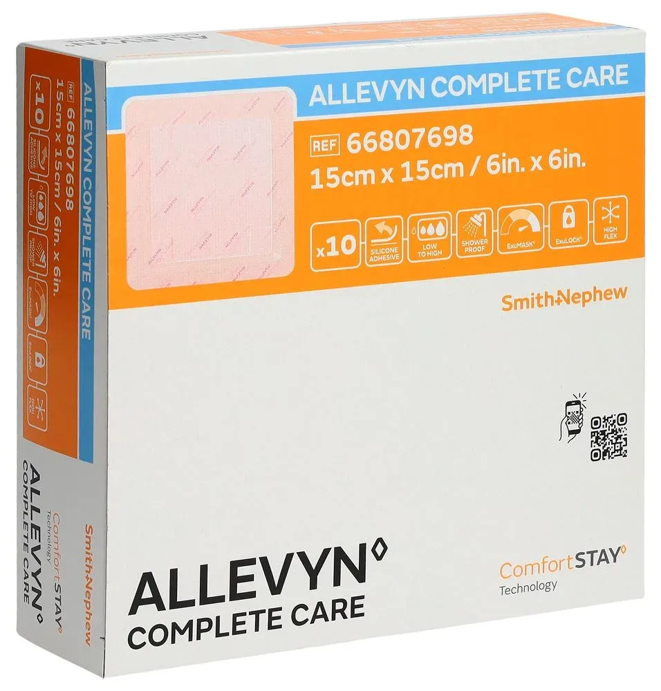 Allevyn Complete Care Silikon Schaumverband 15x15cm 10 Stk