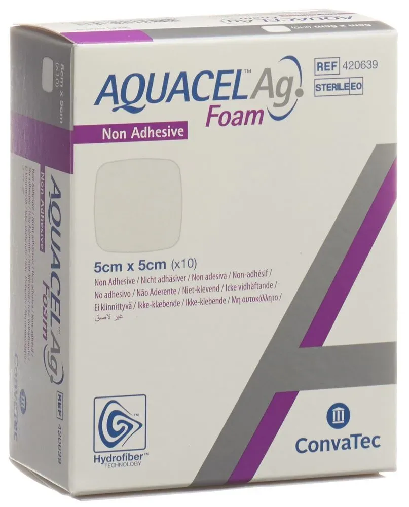 ConvaTec AQUACEL Ag Foam nicht adhäsiv 5x5cm (10 Stk)