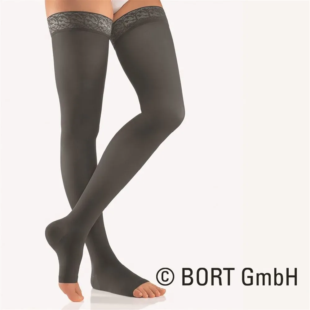 Bort Trend AG Kkl2 6 offene Spitze weit-kurz anthrazit Spitzenhaftband 1 Paar