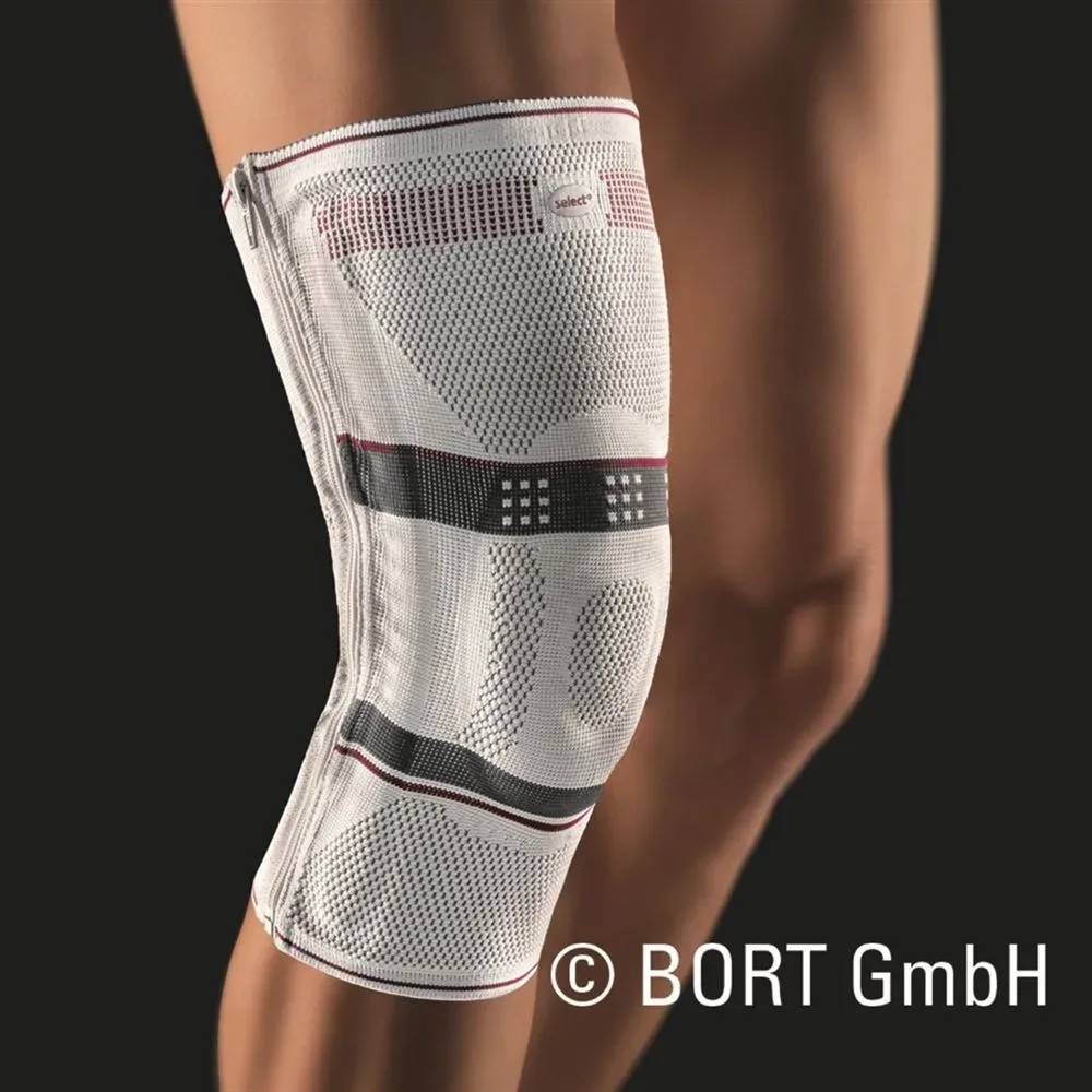 Bort GenuZip Kniebandage Silikon L+ rechts silber