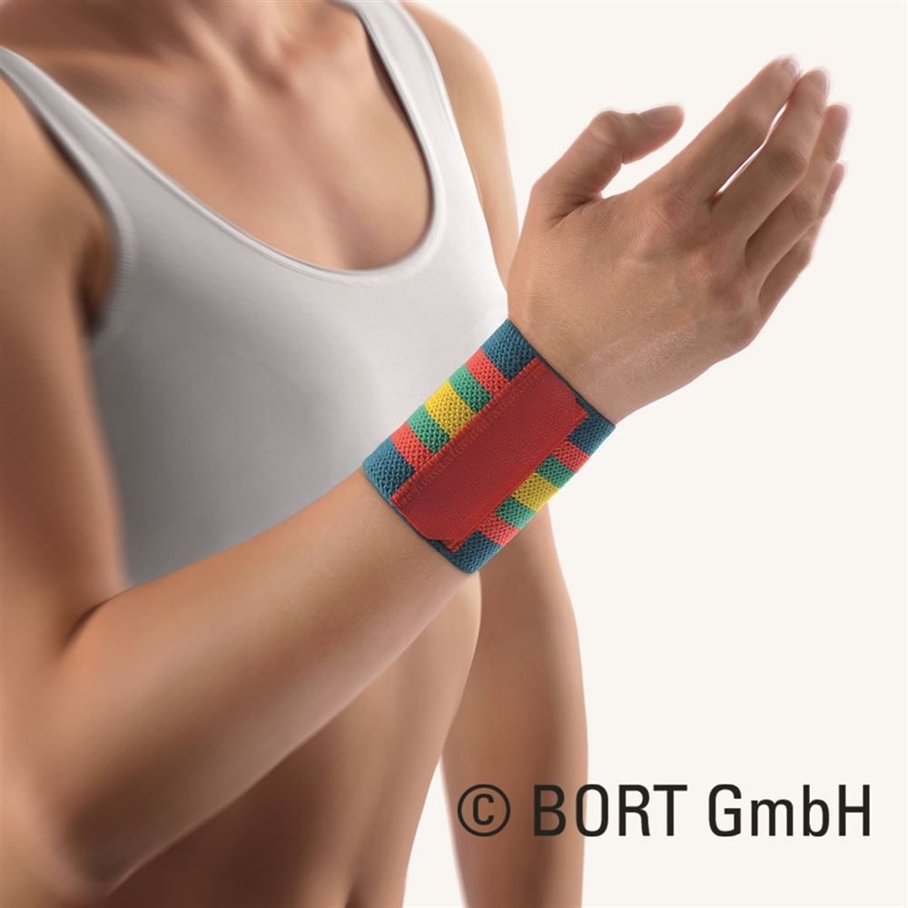 bort Handgelenkbandage Velcro 8cm Gr3 -22cm bunt (1 Stück)