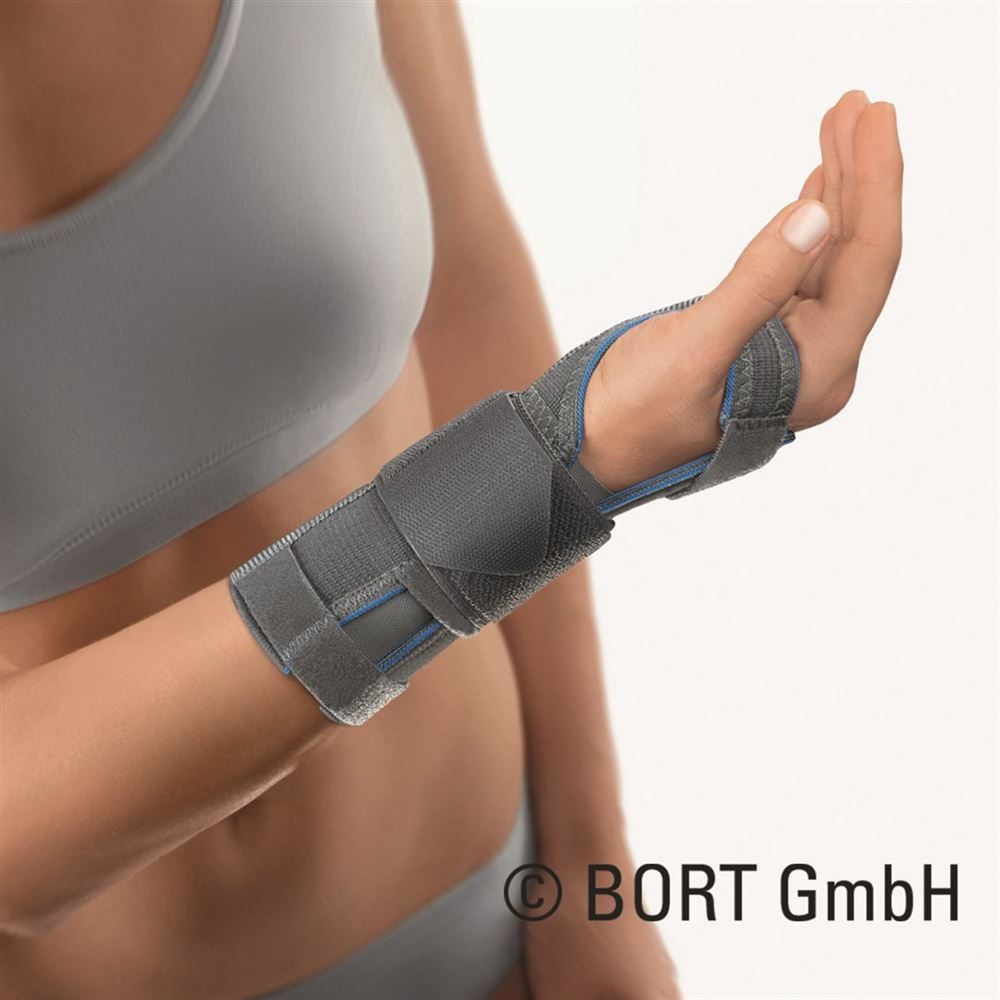 Bort Handgelenkstütze mit Alu-Schiene L und Band linksnks grau