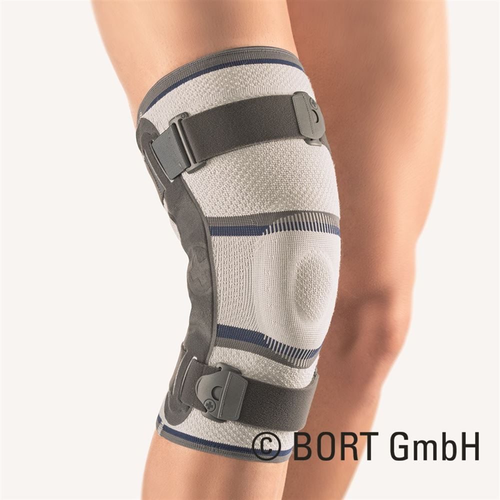 bort Stabilo Kniebandage mit Gelenk L links silbergrau (1 Stück)