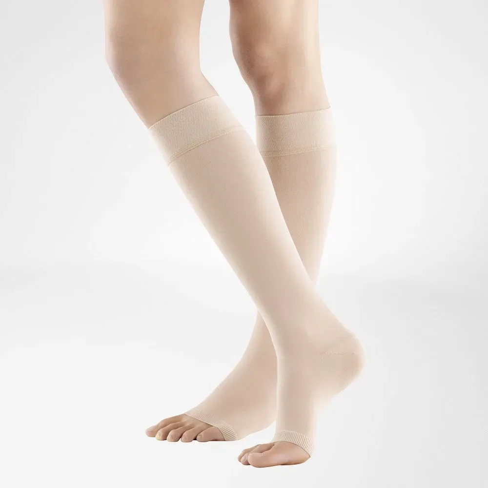 Bauerfeind VenoTrain Soft Kkl2 AD L plus/long offene Fussspitze Noppenhaftband 3cm creme 1 Paar