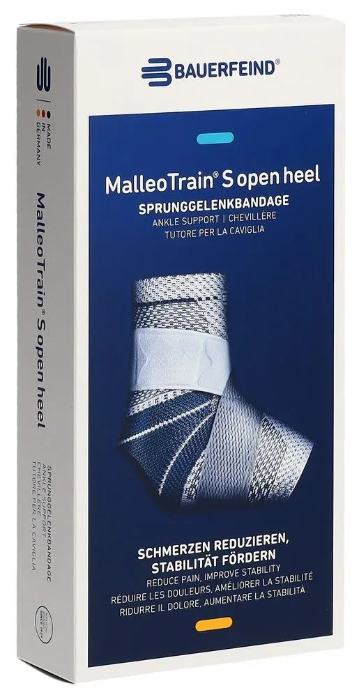 Bauerfeind MalleoTrain S Open Heel Aktivbandage Gr4 links titan
