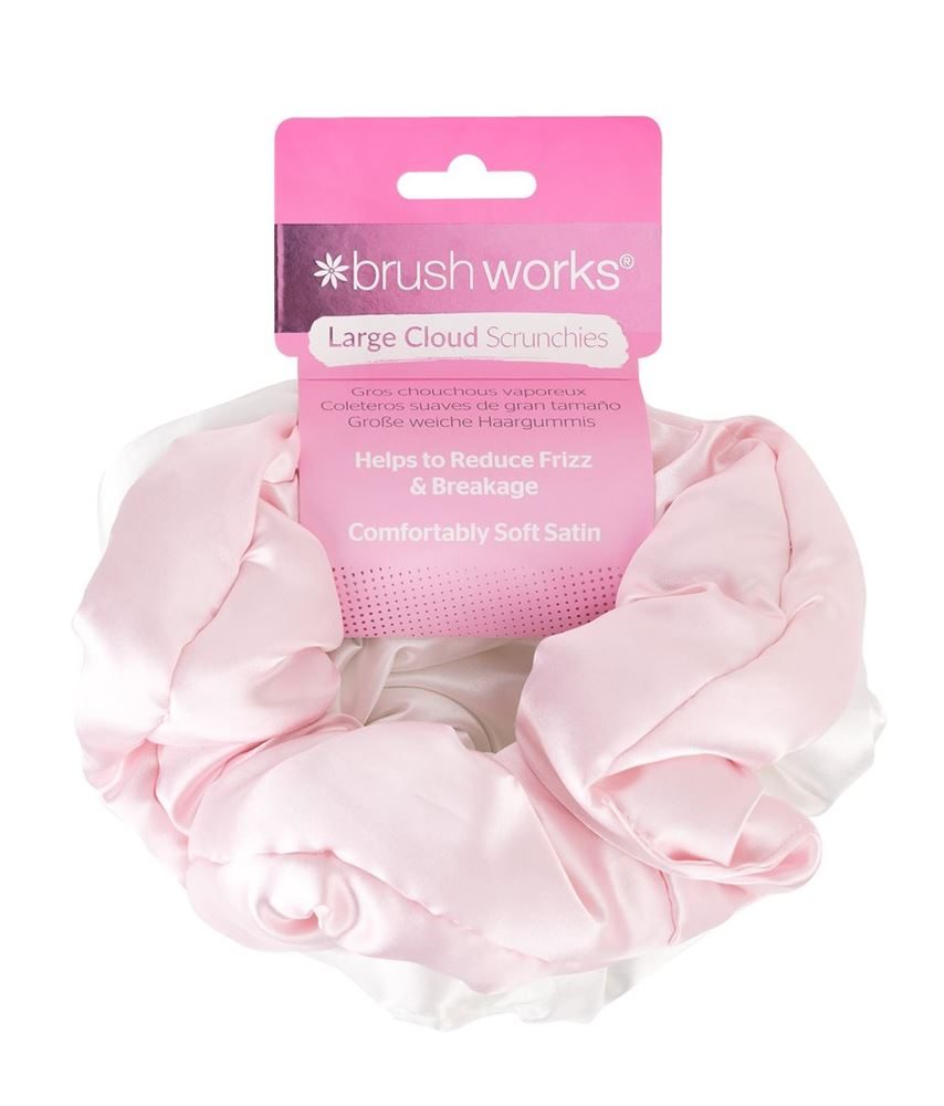 Brushworks Large Cloud Scrunchies Pink & White Box 2 Stk