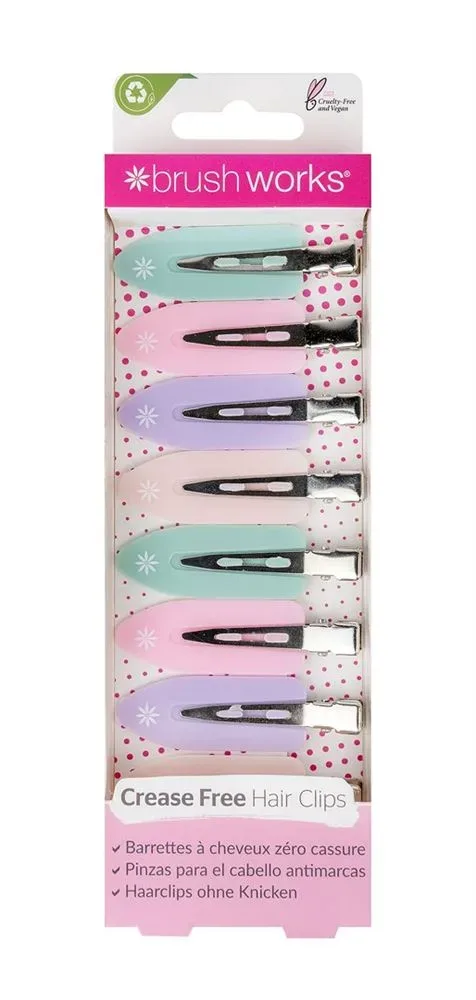 Brushworks Pastel No Crease Hair Clips Box 8 Stk