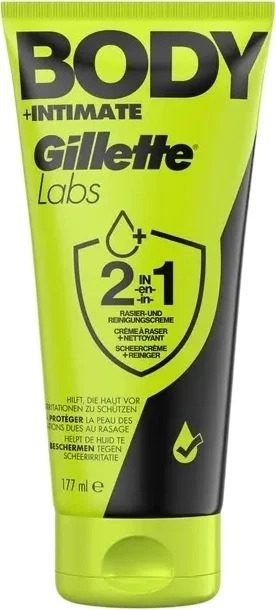 Gillette - Labs Body + Intimate 2 in 1 Rasier- und Reinigungscreme mit Aloe Vera, 177 ml