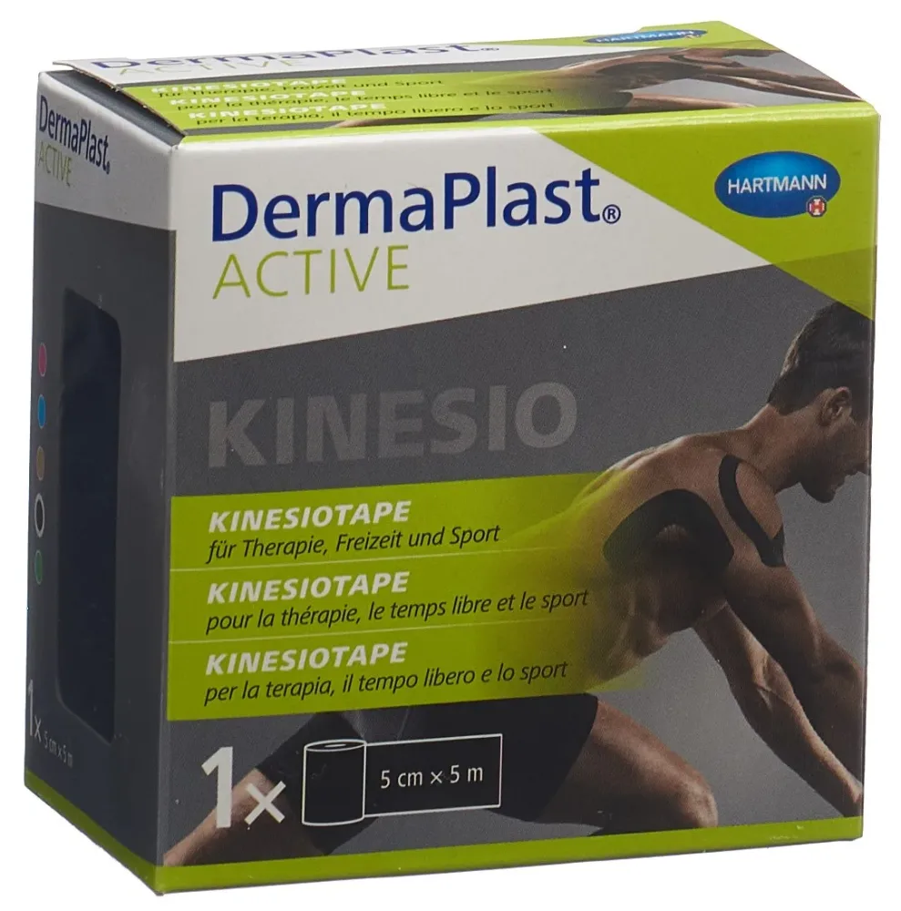 DermaPlast Active Kinesiotape, schwarz, 5cmx5m (1 Stk)