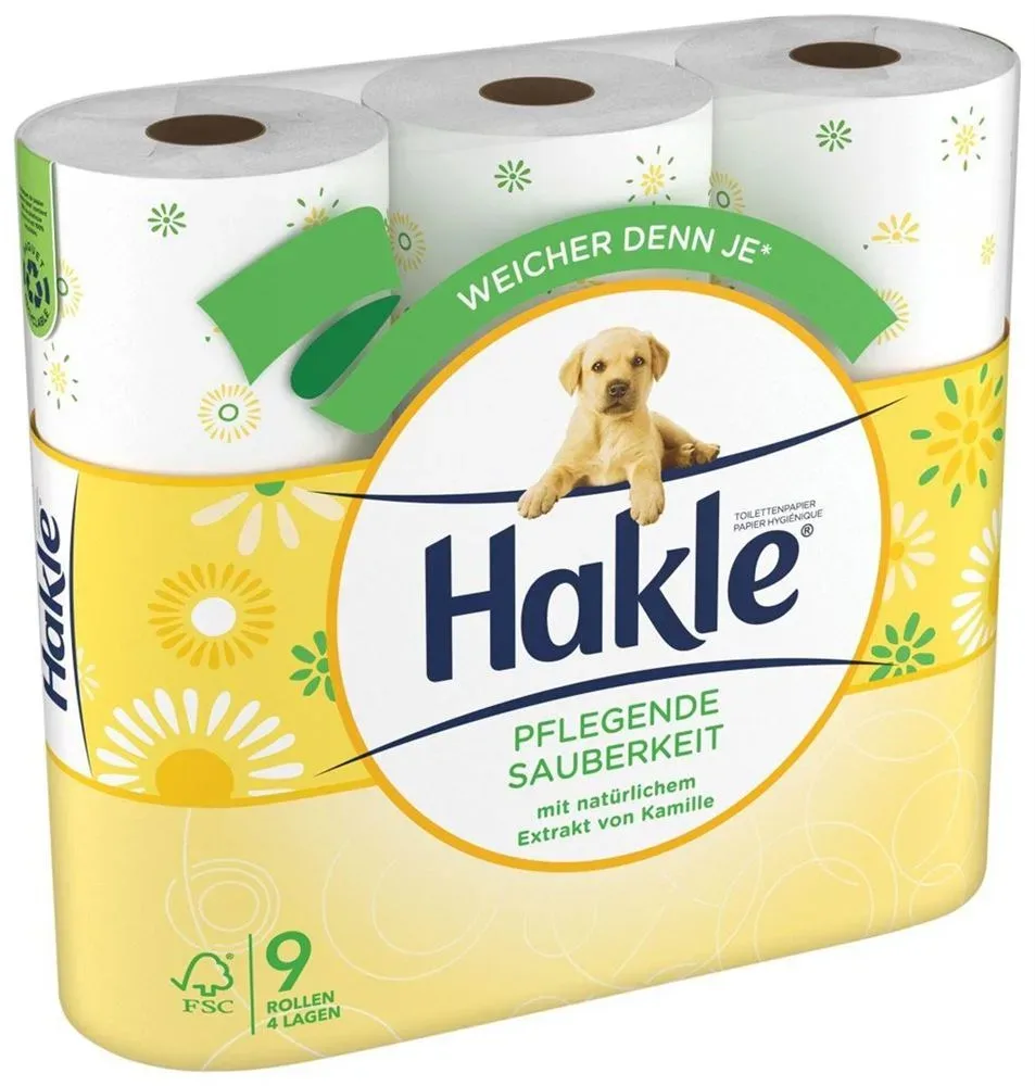 Hakle Pflegende Sauberkeit Toilettenpapier, 9 Rollen