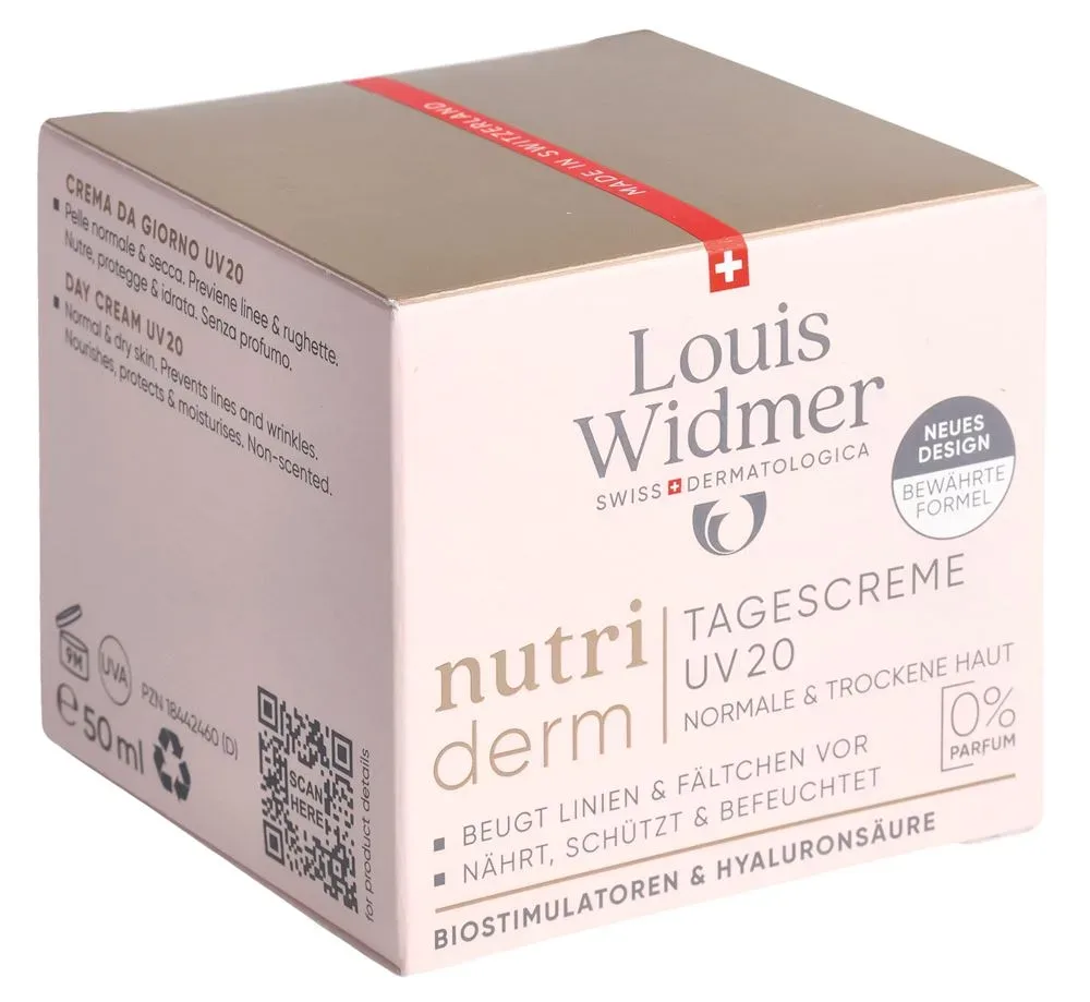 Louis Widmer - nutriderm Tagescreme UV 20 ohne Parfum, 50 ml