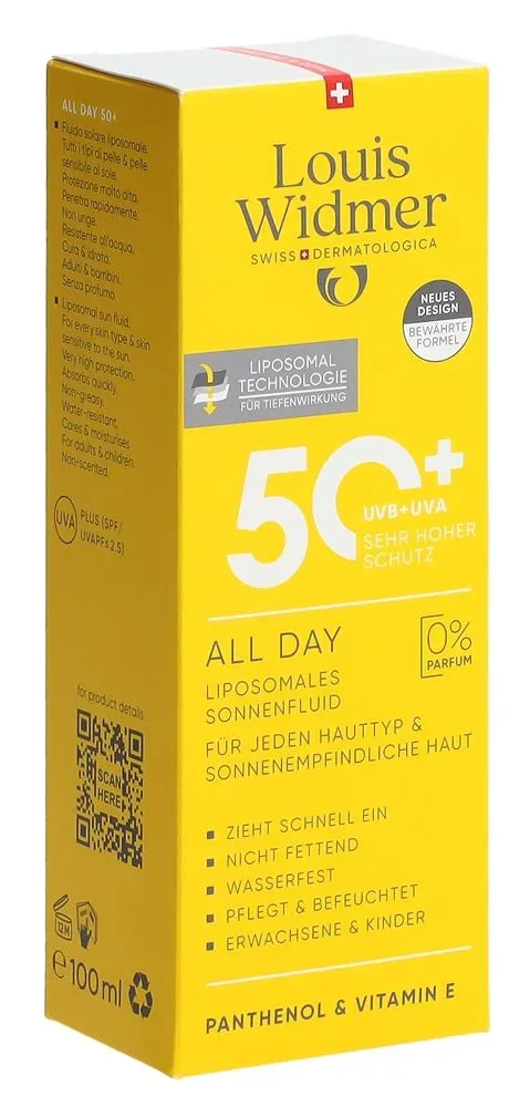 Louis Widmer All Day Sonnencreme LSF 50+, unparfümiert (100ml)