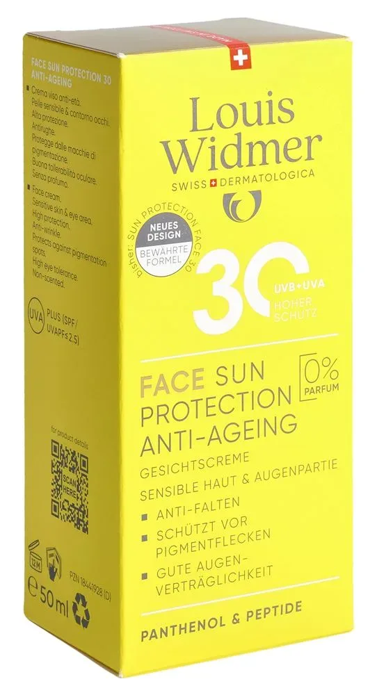 Louis Widmer Face Sun Protection Anti-Ageing LSF 30, unparfümiert (50ml)