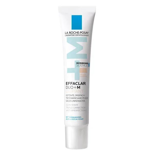 La Roche Posay - Dreifach tiefenwirksame getönte Gesichtspflege für zu Akne neigende Haut, Effaclar Duo+M Unifiant, 40 ml, Hell