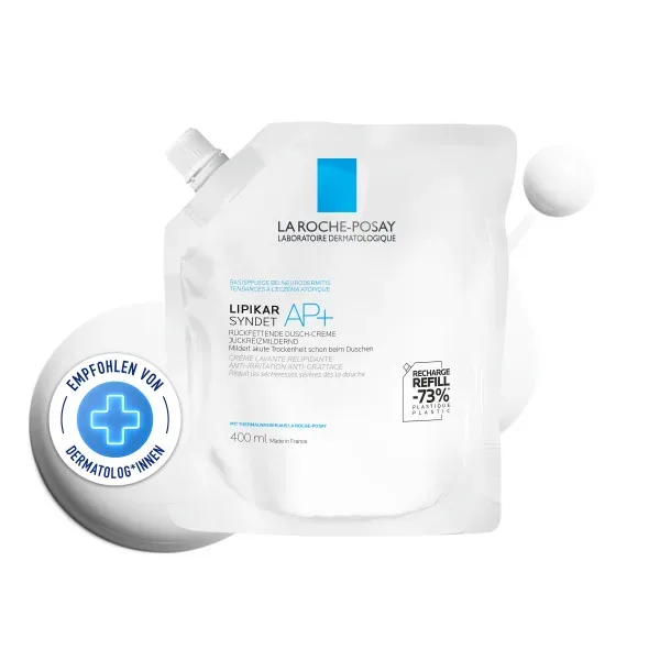 La Roche Posay - Lipikar Syndet AP+ Rückfettende Dusch-Creme, Nachfüllpack, Lipikar syndet AP Refill, 400 ml