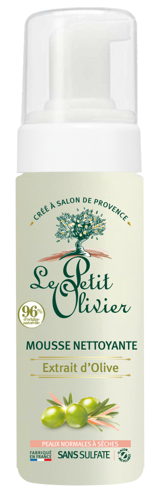 Le Petit Olivier Reinigungsschaum für das Gesicht - Olivenextrakt, Normale bis trockene Haut, 150ml