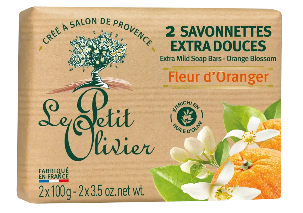 Le Petit Olivier 2 Stück extra milde Seife - Orangenblüte