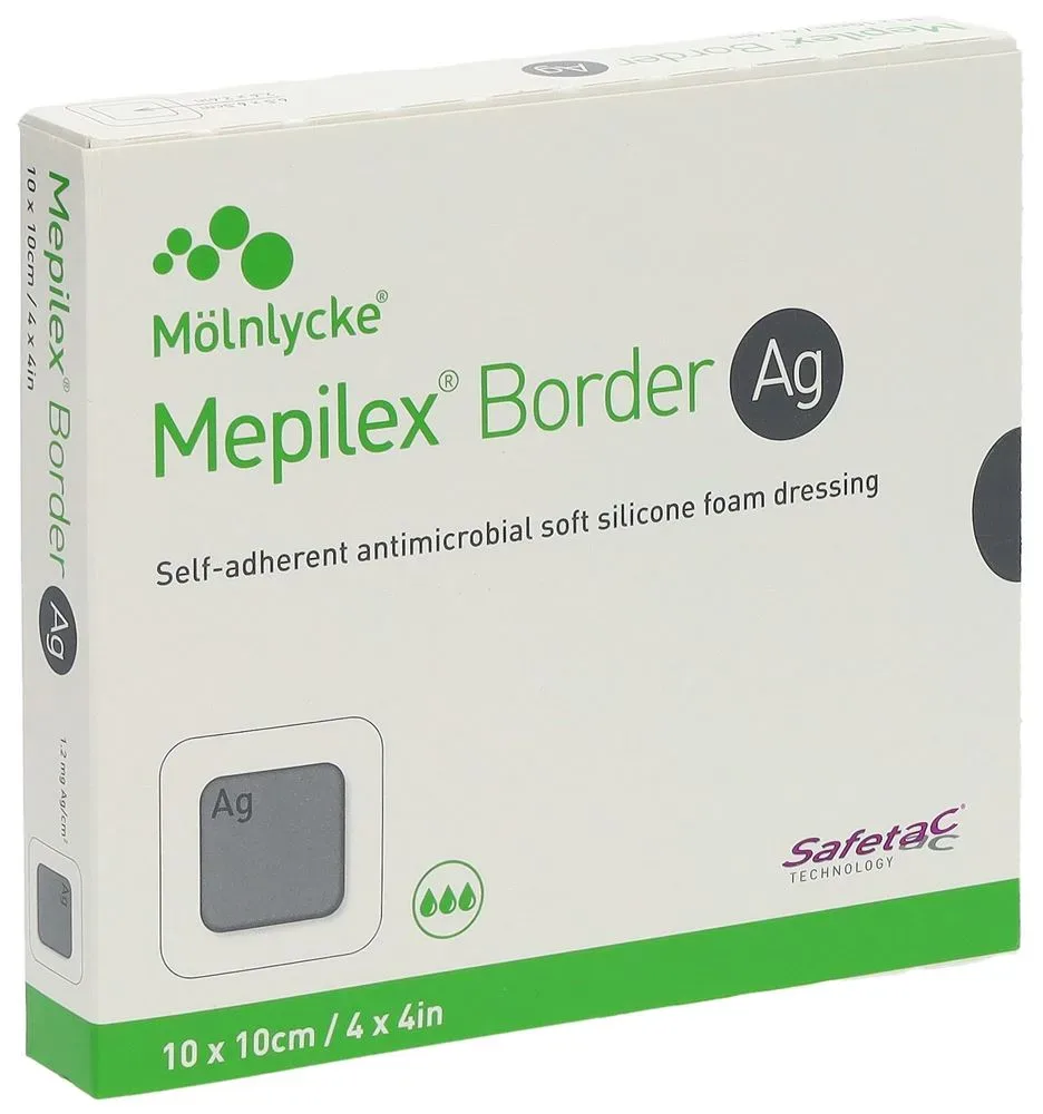 Mepilex Border Ag Schaumverband 10x10cm (5 Stk)