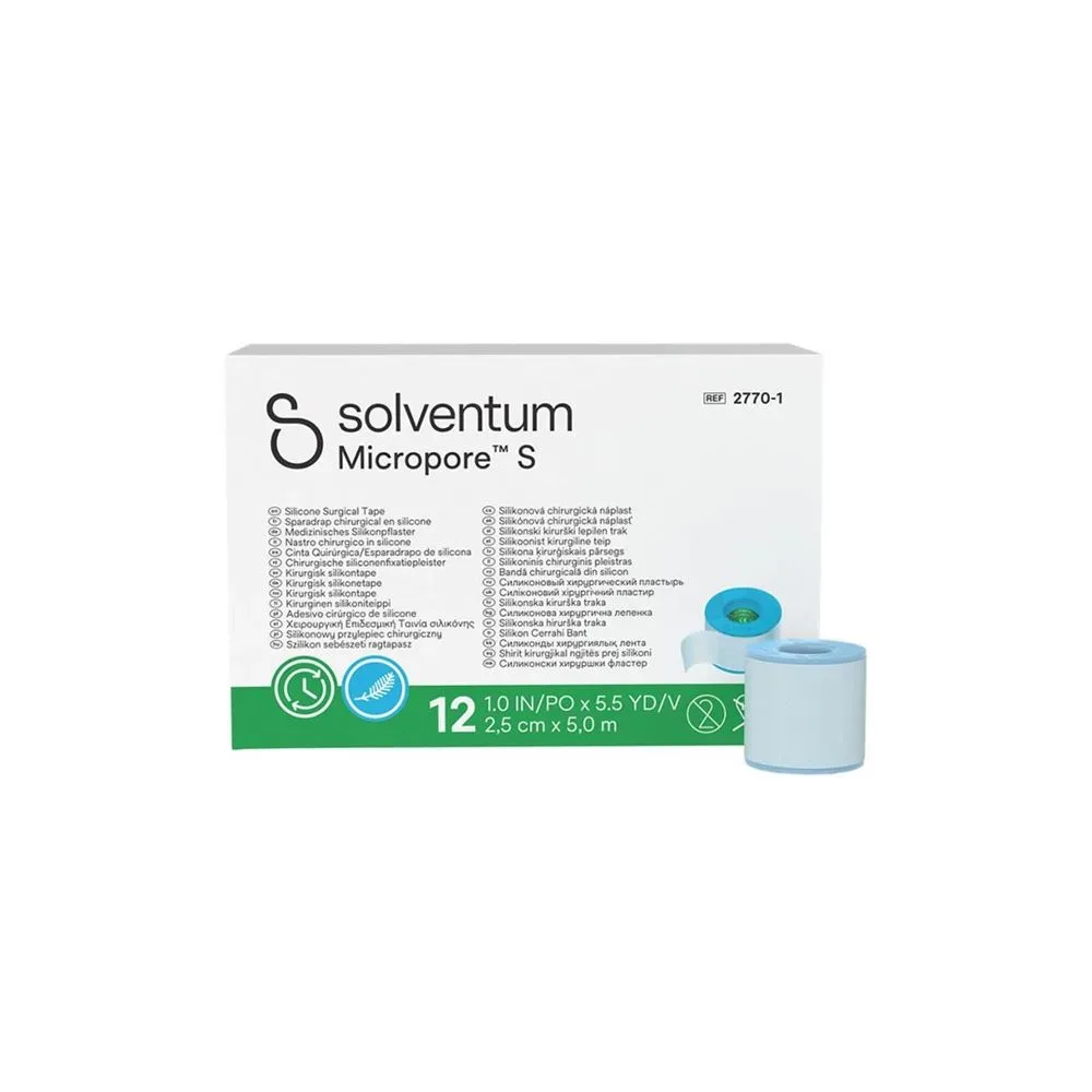 Solventum Micropore S Silikonrollenpflaster 2.5cmx5m Box 12 Stk