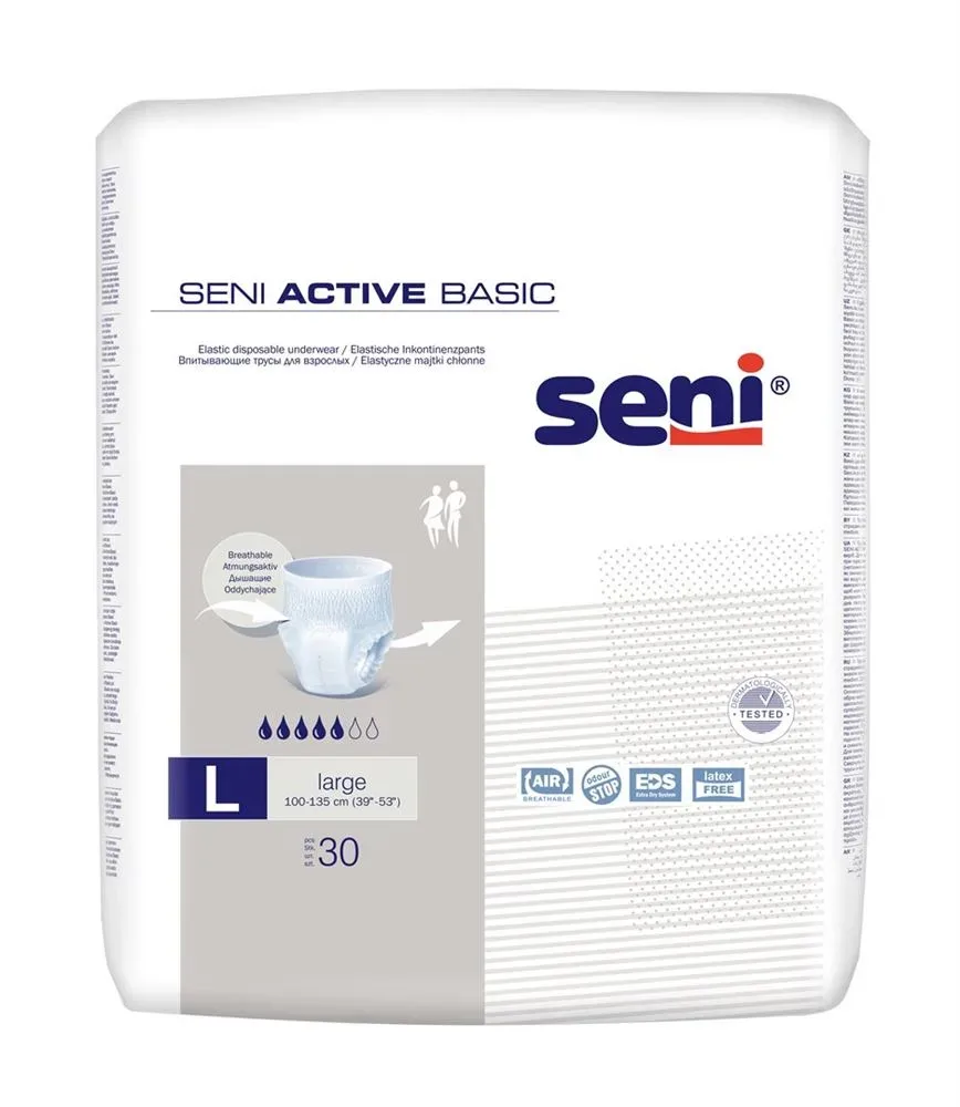 Seni Active Basic Einmal-Inkontinenzslip, Grösse L, Umfang 100-135cm (30 Stk)