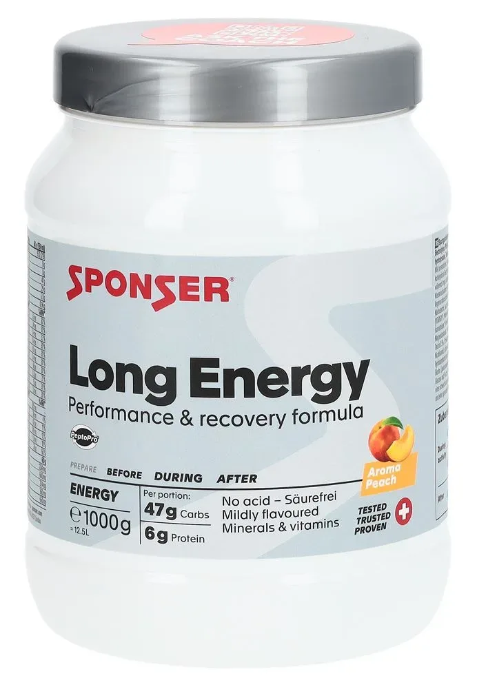 Sponser Long Energy Peach 1000 g Getränkepulver Weiss, Herren, Größe: 0