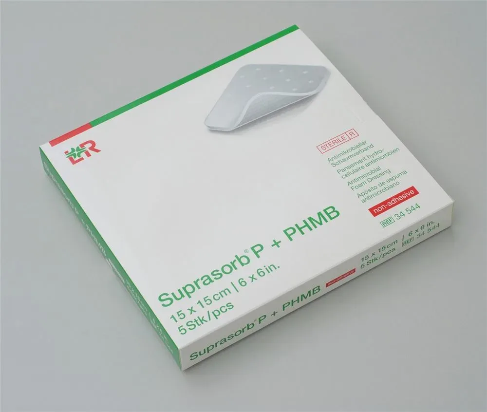 Suprasorb P + Phmb antimikrobieller Schaumverband 15x15cm 5 Stk