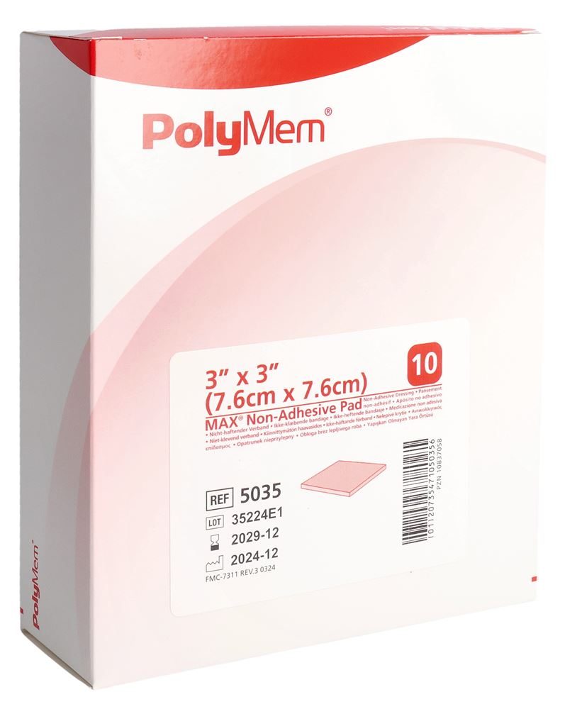 PolyMem MAX Superabsorber 7.6x7.6cm Non Adhesive steril (10 Stk)