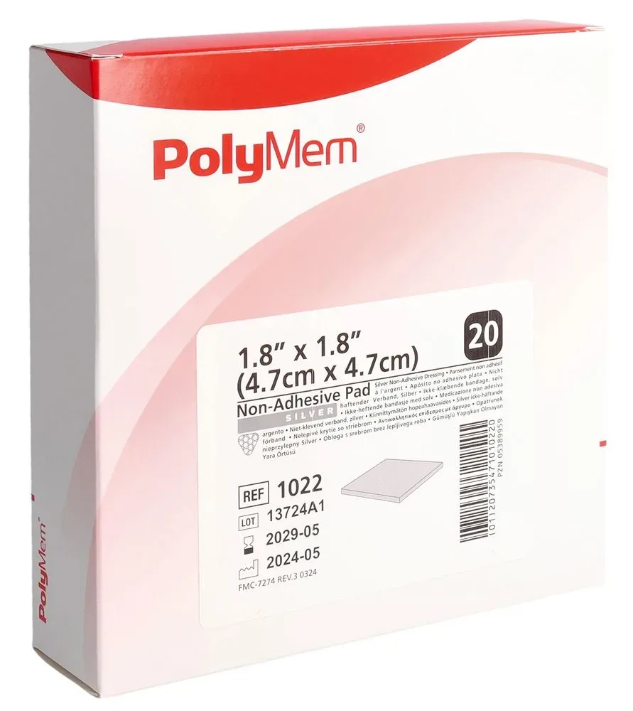 PolyMem Non Adhesive Silver Dressing 4.7x4.7cm 20 Stk