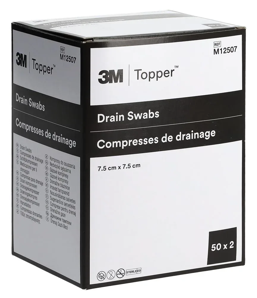 Topper Schlitzkompressen 7.5x7.5cm steril 2 Btl 50 Stk