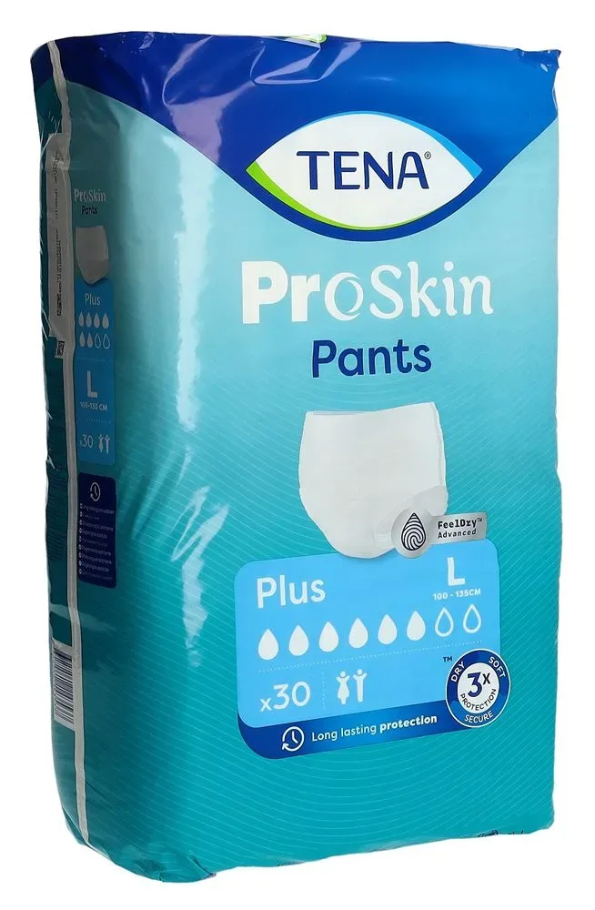TENA Pants Plus, Grösse L, 6 Tropfen, Taille 100-135cm (30 Stk)