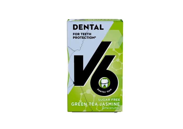 V6 Dental Care Kaugummi Green Tea Jasmine Box (24x24g)