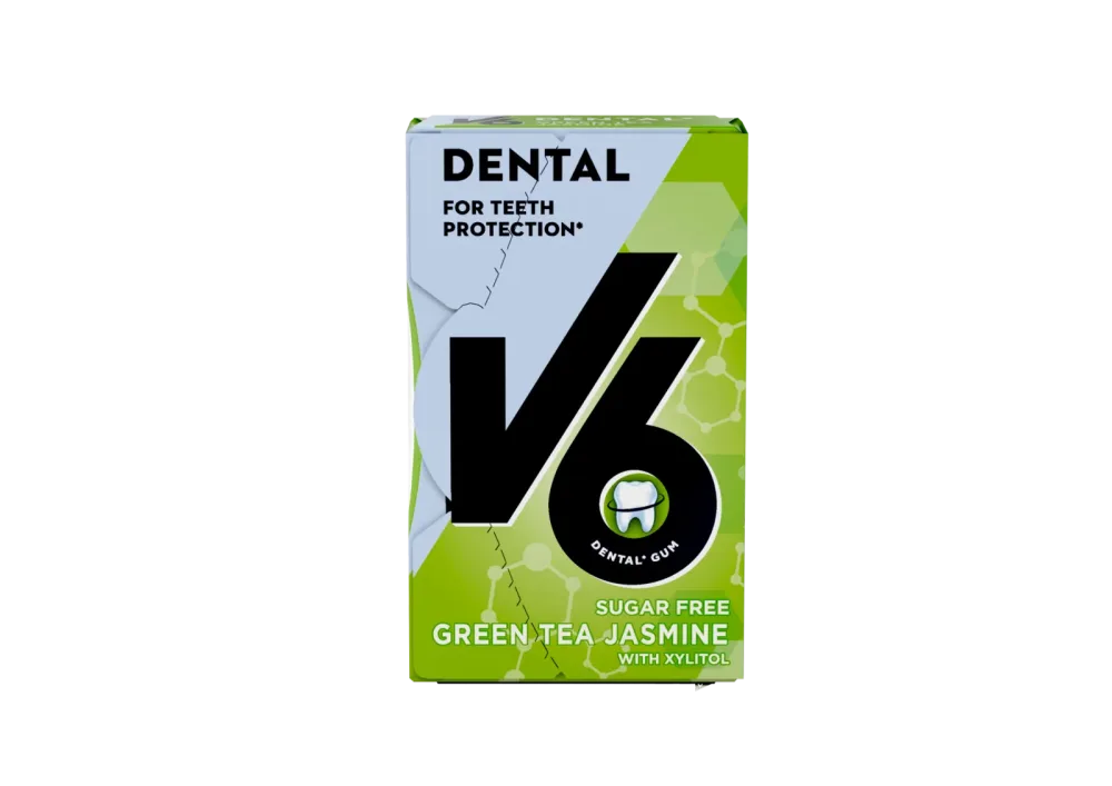 V6 Dental Care Kaugummi Green Tea Jasmine Box