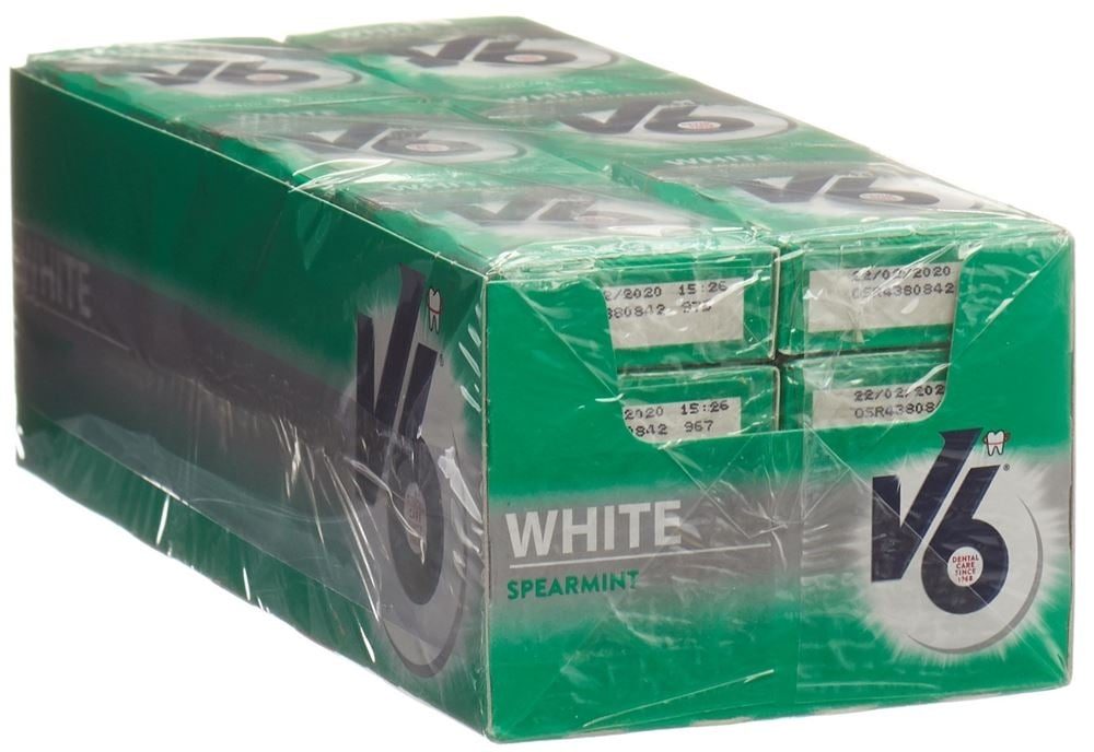V6 White Kaugummi Spearmint (24x24g)