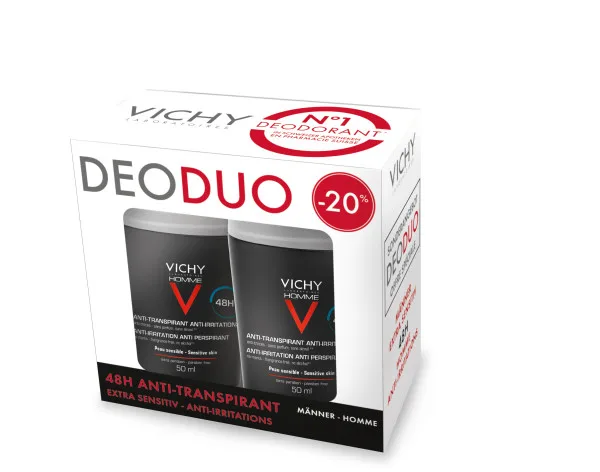 Vichy Homme Deo empfindliche Haut 48H Duo 2 Roll-on 50 ml