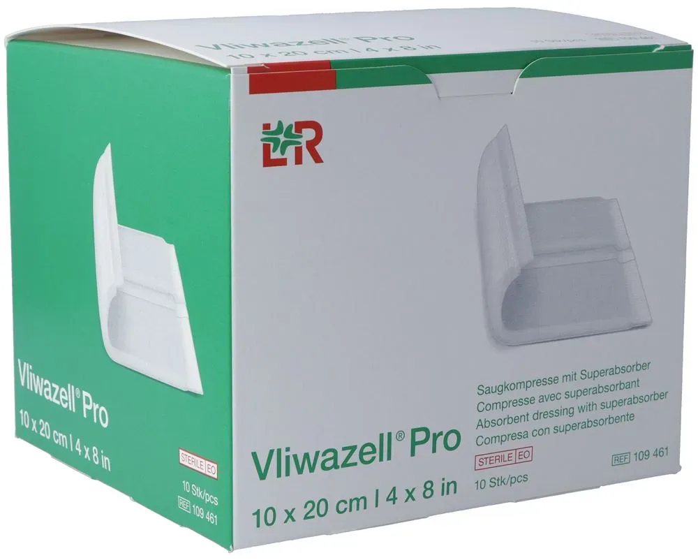 Vliwazell Pro Saugkompresse, 10x20cm (10 Stk)