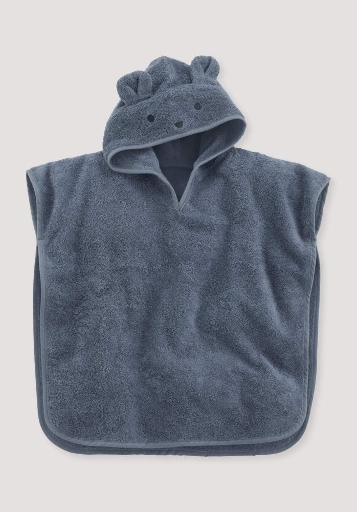 hessnatur Baby Frottee Poncho aus Bio-Baumwolle - blau GrösseGr. 1 (74/86)