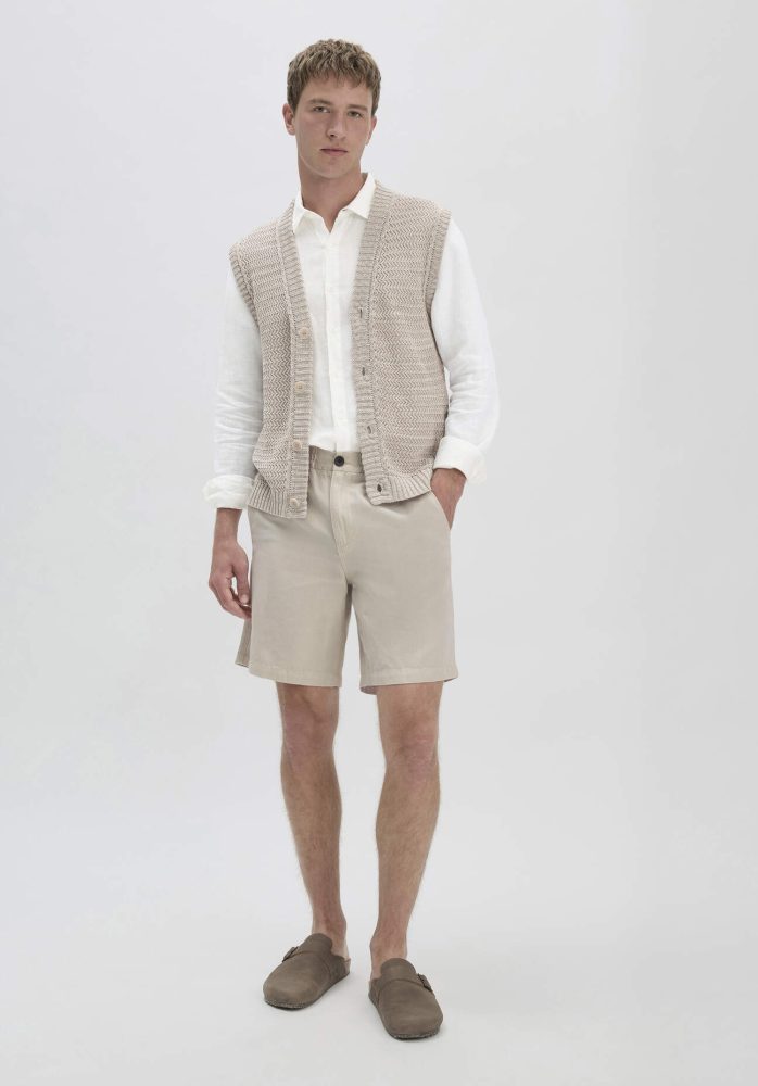 hessnatur Herren Shorts Relaxed aus Bio-Baumwolle mit Leinen - beige Grösse38