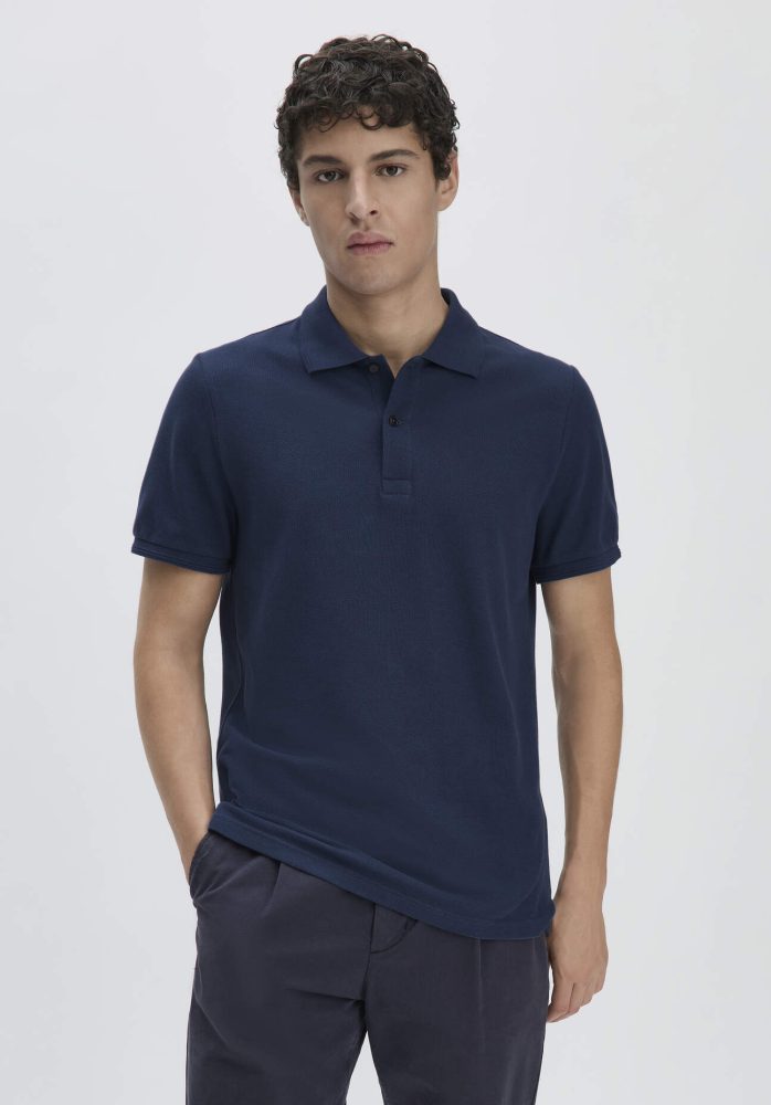 hessnatur Herren Piqué Polo Regular aus Bio-Baumwolle - blau Grösse46