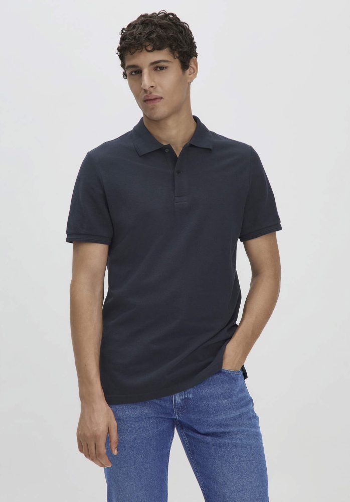 hessnatur Herren Piqué Polo Regular aus Bio-Baumwolle - blau Grösse46