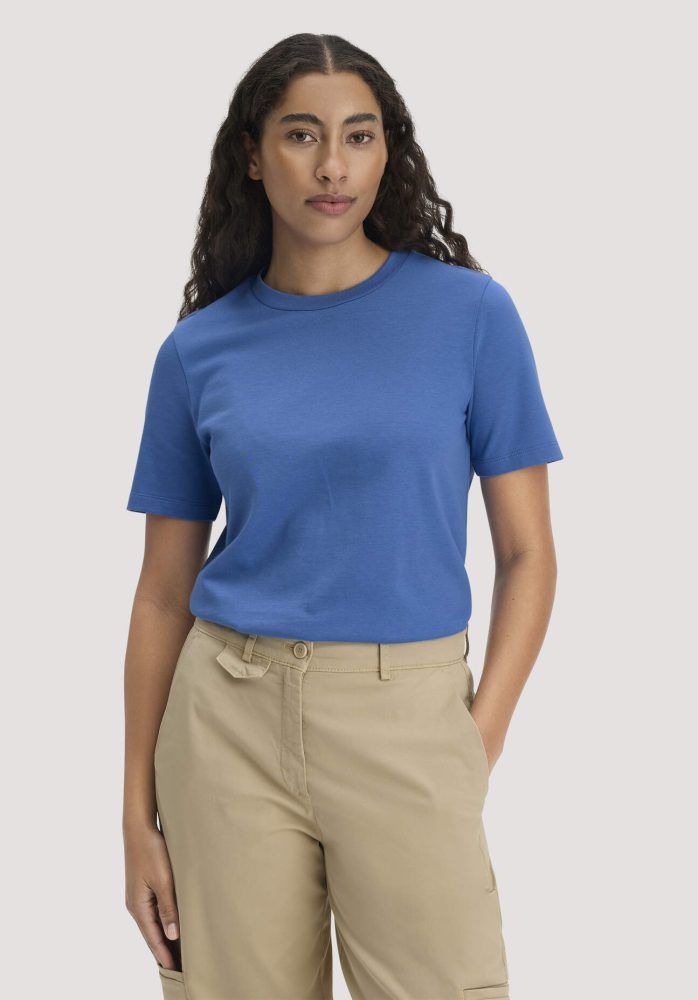 hessnatur Damen Heavy T-Shirt Relaxed aus Bio-Baumwolle - blau Grösse36
