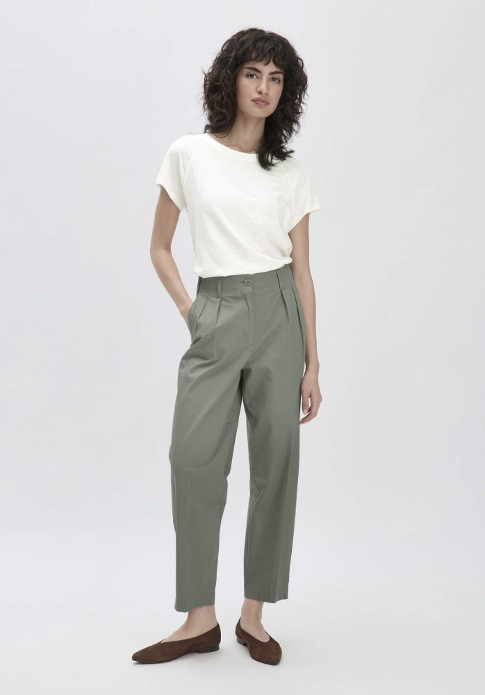 hessnatur Damen Hose Ballon Relaxed aus Bio-Baumwolle - grün Grösse38